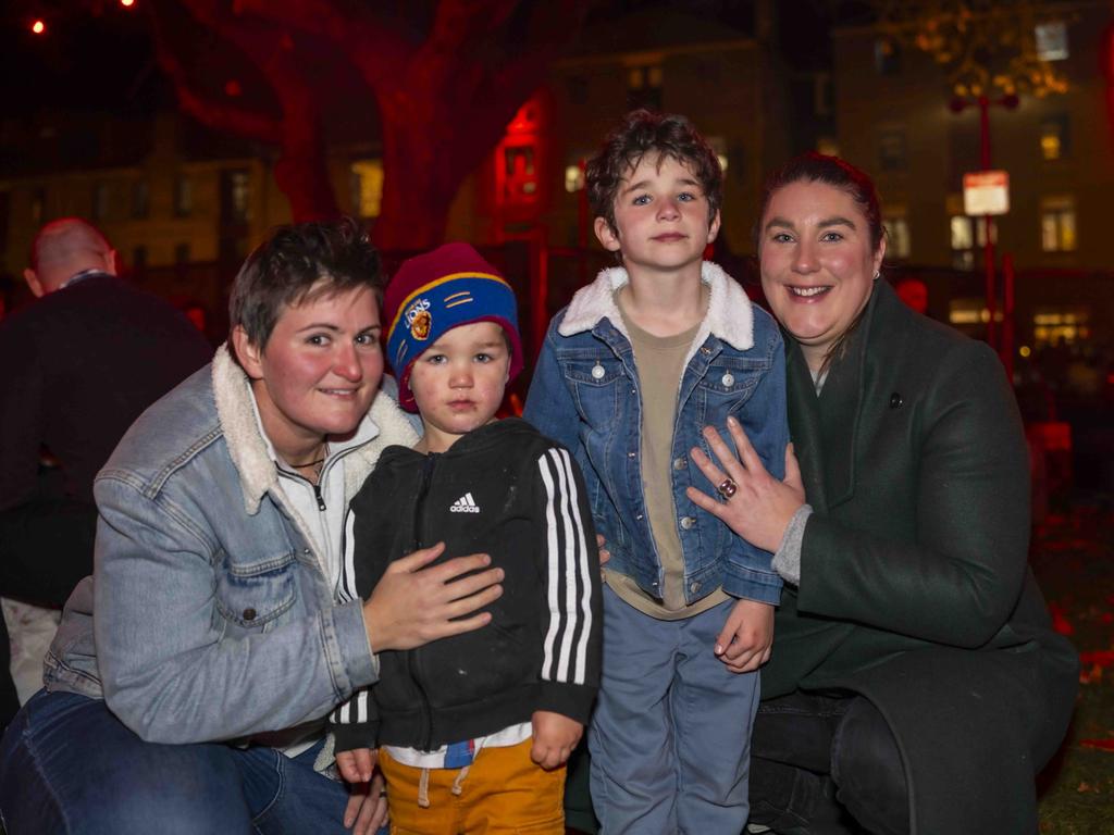 Ronnie Wardle, Ambrose Wardle-Whyte, Otis Wardle-Whyte and Sally Whyte at Winter Feast 2025 in Hobart. Picture: Caroline Tan