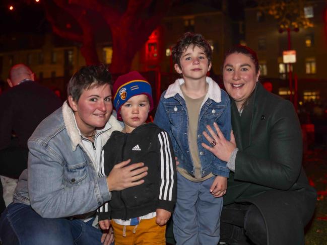 Ronnie Wardle, Ambrose Wardle-Whyte, Otis Wardle-Whyte and Sally Whyte at Winter Feast 2025 in Hobart. Picture: Caroline Tan