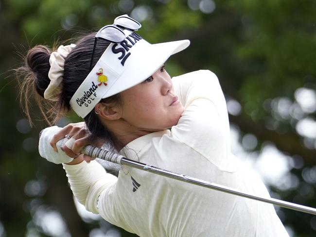 GRAND RAPIDS, MICHIGAN - JUNE 16: Grace Kim of Australia plays her shot from the 10th tee during the final round of the Meijer LPGA Classic for Simply Give at Blythefield Country Club on June 16, 2024 in Grand Rapids, Michigan. (Photo by Raj Mehta/Getty Images)