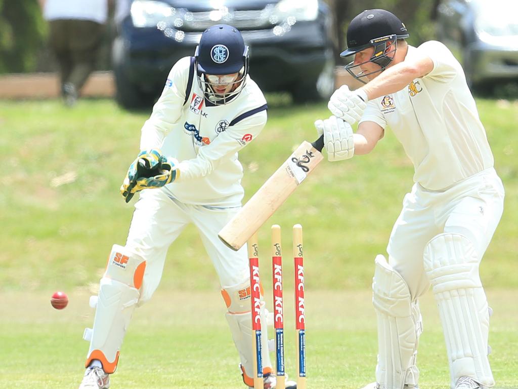 St Joseph's batsman Luke Ibbs. GCA1: Newtown & Chilwell v St Joseph's at Queens Park. Picture: Alan Barber