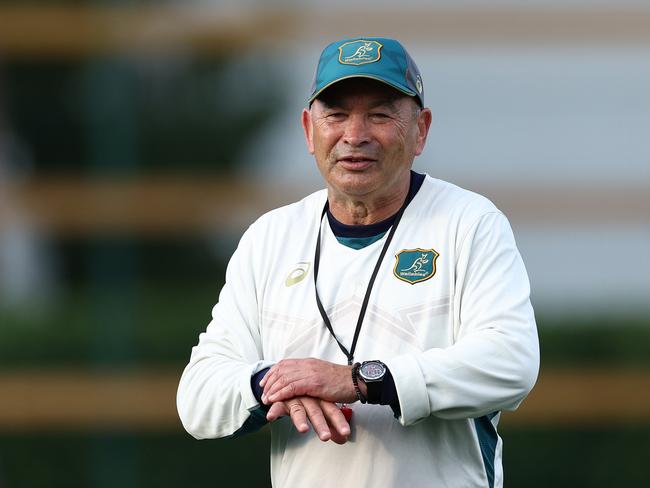 SAINT-ETIENNE, FRANCE - SEPTEMBER 02: Head Coach, Eddie Jones during a Wallabies training session ahead of the Rugby World Cup France 2023, at Stade Roger Baudras on September 02, 2023 in Saint-Etienne, France. (Photo by Chris Hyde/Getty Images)