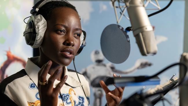 Lupita Nyong'o records the voice of lead character, Roz, for The Wild Robot.