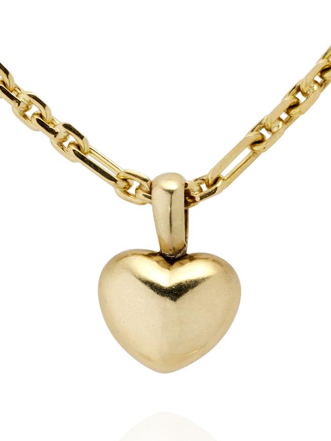 Olivia Bond Diamonds anklet with puffy heart charm in gold, $1600.