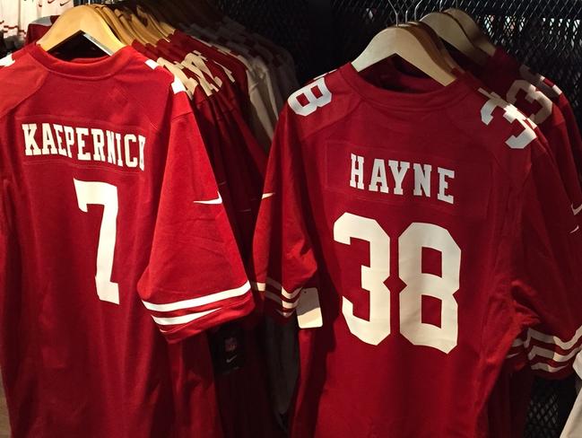 Jarryd Hayne's official San Francisco 49ers jersey sitting next to ...