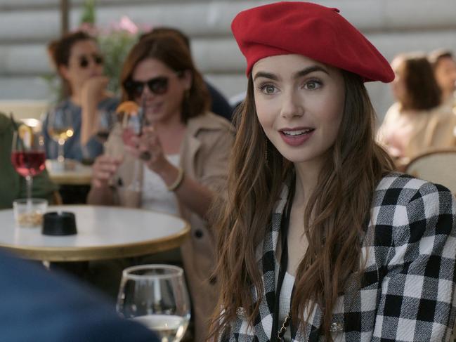 Lily Collins stars in Emily in Paris, a Netflix comedy which was nominated for Golden Globes, causing a huge backlash. Picture: Netflix