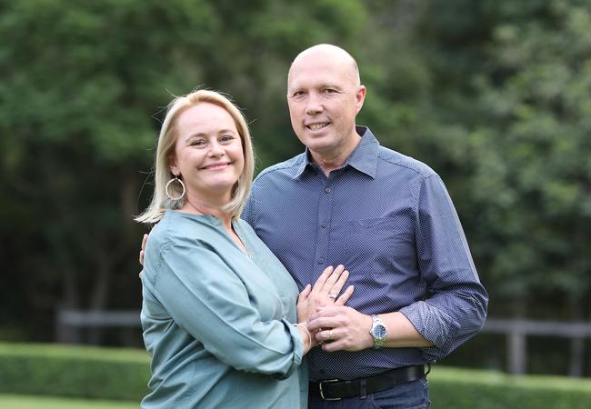 Peter Dutton with his wife Kirilly. Picture: Peter Wallis