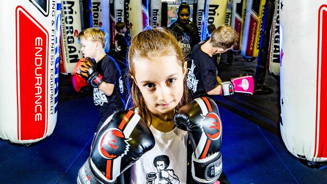 Nine-year-old Amarleigh Dunn at Beat Boxing Gym, Morningside. Picture: Richard Walker