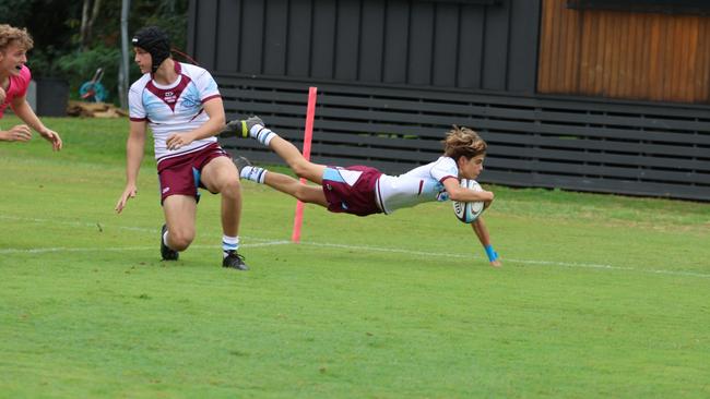 TAS First XV rugby action from St Paul's Pink Day clash against Ormiston College. Picture courtesy of Barbara Herrmannsen.