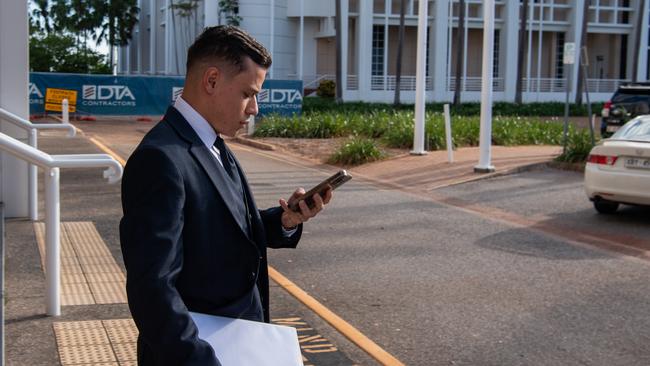 Juan Martinezjaramillo leave the Supreme Court in Darwin after day two of their trial on Monday. Picture: Jason WallsPicture: Pema tamang Pakhrin