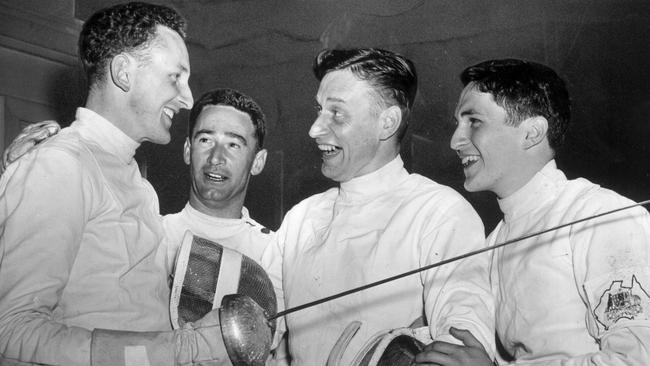 Wolfensohn, far right, at the 1956 Olympic Games.