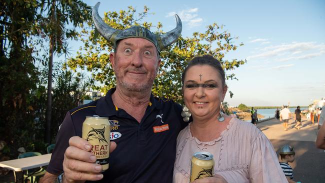 Grant Ryde and Christine Norris at the 2023 Dinah Beach Yacht Club Viking Funeral. Picture: Pema Tamang Pakhrin