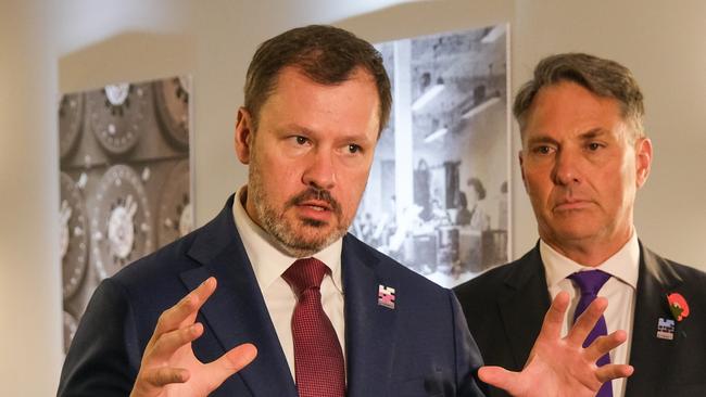 Industry minister Ed Husic, left, and Deputy Prime Minister Richard Marles at the UK AI Safety Summit at Bletchley Park. Picture: Jacquelin Magnay