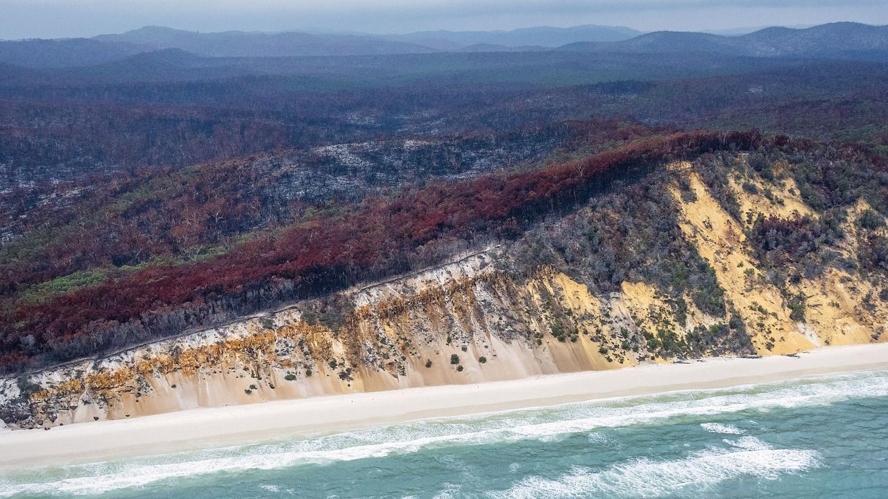 The aftermath of the Fraser Island fires on the western coast. Picture: NCA NewsWire /John Wilson