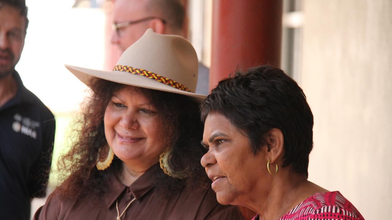 Federal minister for Indigenous Australians Malarndirri McCarthy with Lingiari MHR Marion Scrymgour at Yirara College, Alice Springs, Thursday October 17, 2024. Picture: Gera Kazakov