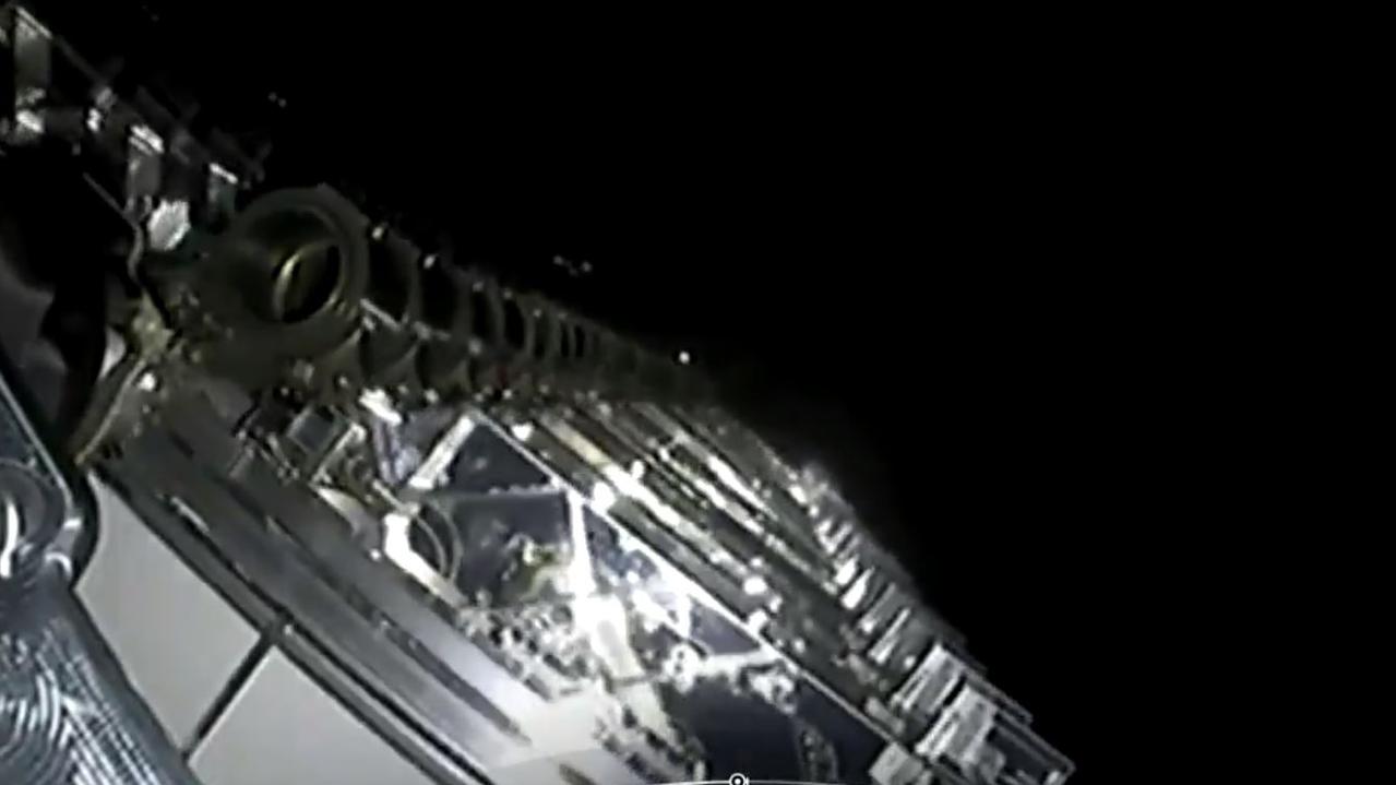 A SpaceX picture from Twitter shows the deployment of Starlink satellites.