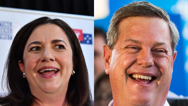 Queensland Premier Annastacia Palaszczuk and Opposition Leader Tim Nicholls are both heading to the southeast of the state on the campaign trail. Picture: AAP Image/Darren England and Glenn Hunt