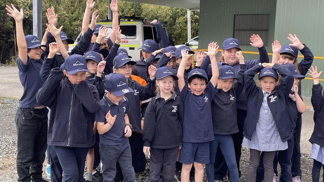 Zeehan Primary School choir members at the Avebury Nickel Mine