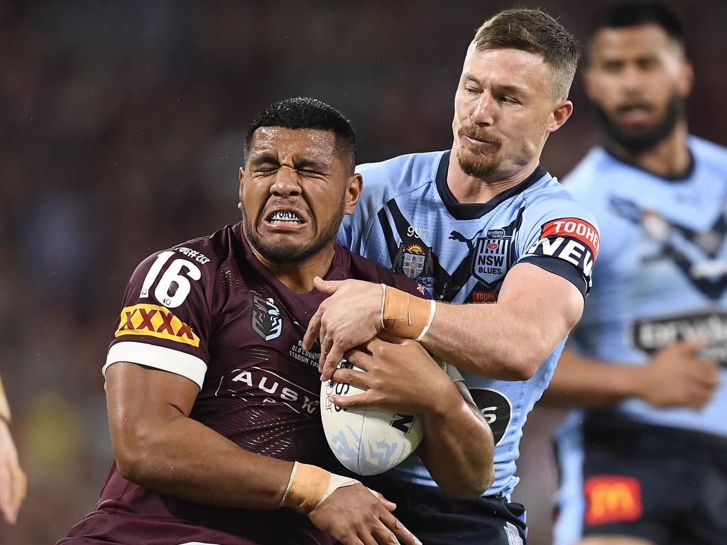 Fotuaika ran for the most metres of any Maroons forward in Origin I. (Photo by Ian Hitchcock/Getty Images)