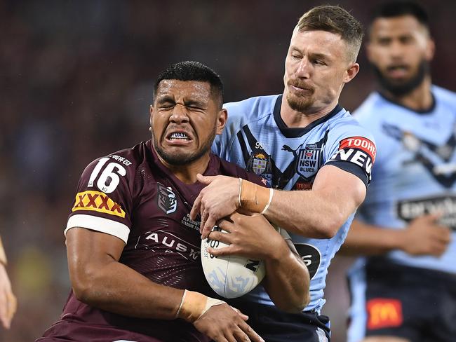 Fotuaika ran for the most metres of any Maroons forward in Origin I. (Photo by Ian Hitchcock/Getty Images)