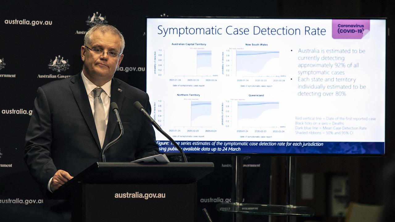 Prime Minister Scott Morrison says current restrictions will stay in place for another four weeks. Picture Gary Ramage