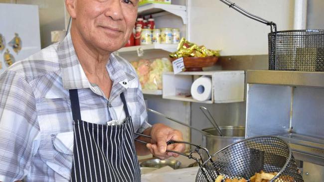 Kent Wong, owner of Busy Bee Fish Bar, makes the best damn chips you will ever eat. Picture: Ashley Clark