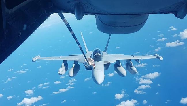 The F/A-18 Hornet fuels up. Picture: Jodie Munro O'Brien