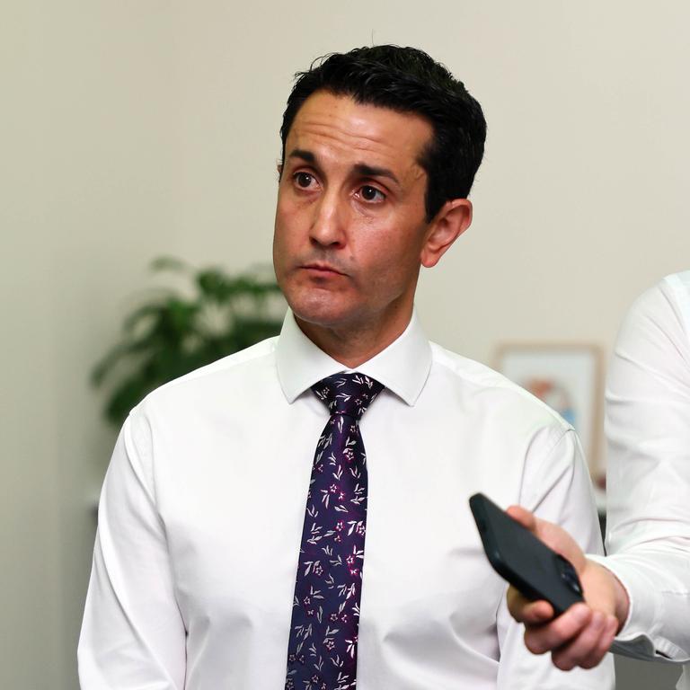 Opposition Leader David Crisafulli has outlined some of his plans to fix wait times at hospitals. Picture: NewsWire/Tertius Pickard