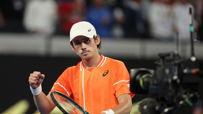 Australia's Alex De Minaur has never reached the Australian Open quarter-finals – but that could change tonight. Picture: Getty