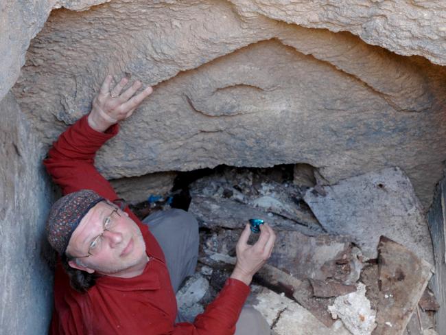 Ancient discovery ... Canadian filmmaker Simcha Jacobovici is seen at the entrance to a cave in Jerusalem, Israel, in the documentary, "The Lost Tomb Of Jesus”. Picture: AFP