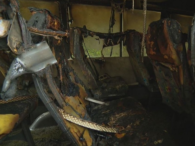 The bus suffered extensive damage. Picture: 9News