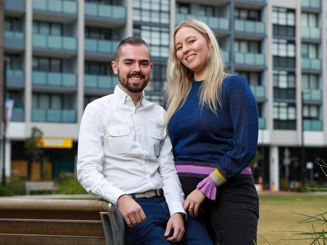 Housing affordability for first homebuyers such Nick Poulter and Alissa Odlum remains an issue. Picture: Justin Lloyd.