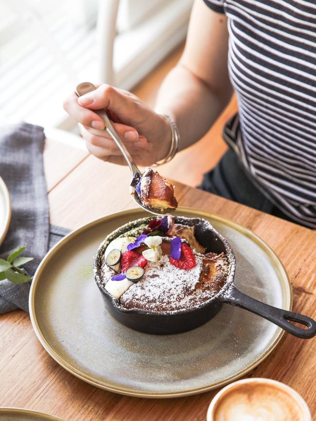 French toast with creme fraiche and lemon myrtle.