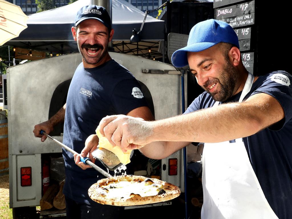 19/04/18 Anthony Mitolo and Ettore Bertonati from Pizzateca cooking their Quattro Formaggi pizza for last minute Tasting Australia ideas in Victoria Square. picture CALUM ROBERTSON