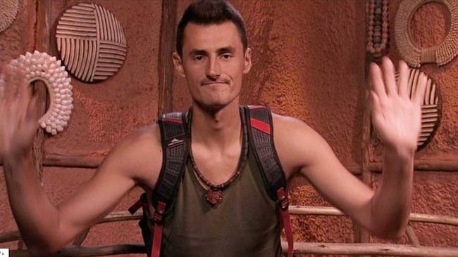 Bernard Tomic beat a hasty retreat from the show. Picture: Channel 10