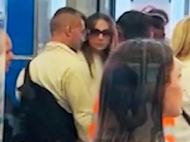 The superstar was also spotted going through customs with her security guards. Picture: TMZ/BACKGRID