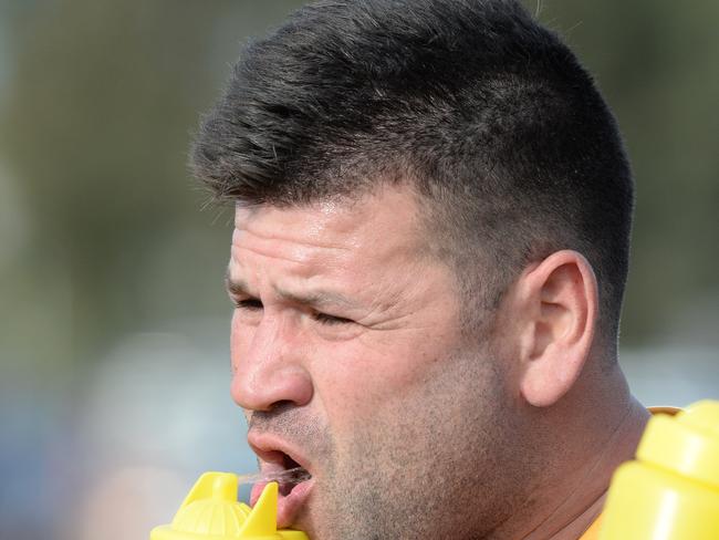 Cranbourne full-forward Marc Holt needing one goal to reach 1000 career goals took one minute of the first quarter to reach the milestone. Picture: AAP/ Chris Eastman