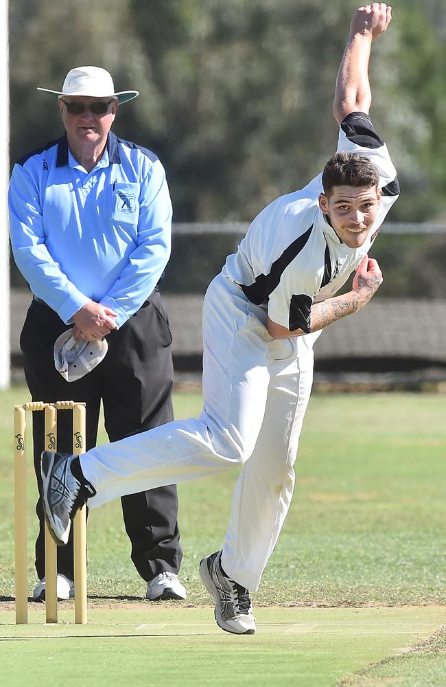 Nathan Fowler bowling for Wallan.