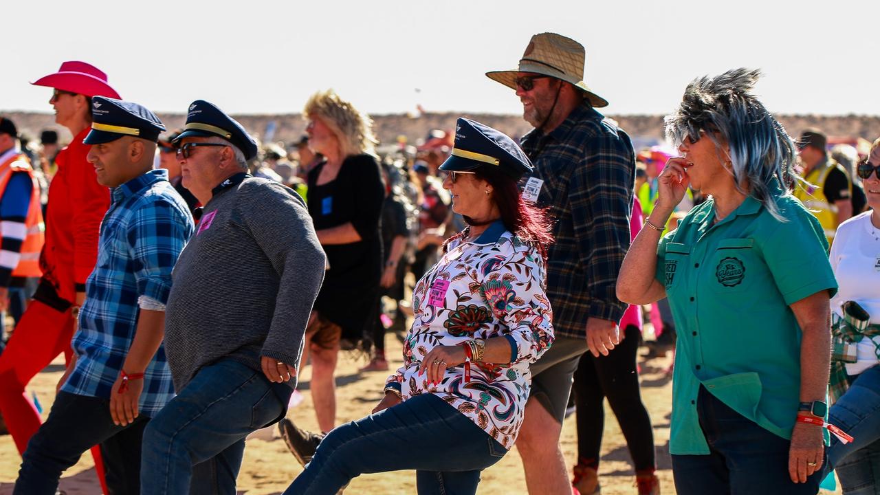 The world record attempt for the Nutbush at Big Red Bash 2023. Photo: Danica Clayton