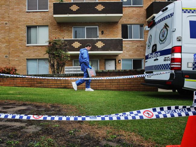 Police at the crime scene. Picture: Braden Fastier