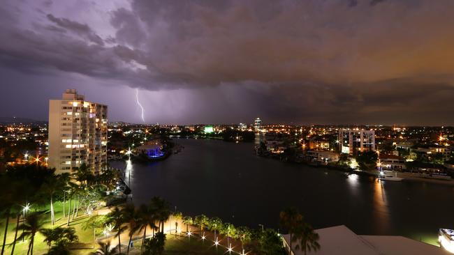 Storms threw a spanner in the works of Mandy Collins’ Gold Coast holiday. Picture: Nigel Hallett