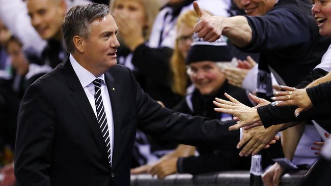 Eddie McGuire says no decision on the coaching position will be made until the end of the season. Picture: Michael Klein