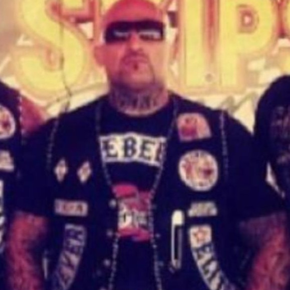 Damien Vella in his bikie colours.