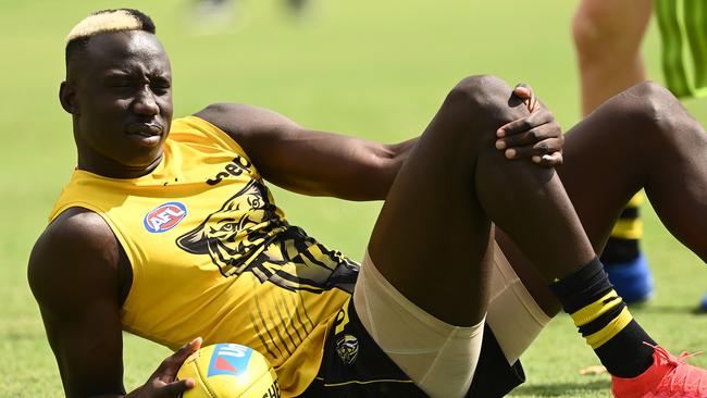 Mabior Chol is among the list of possible inclusions for the Tigers in this week’s preliminary final against the Power. Picture: Getty Images