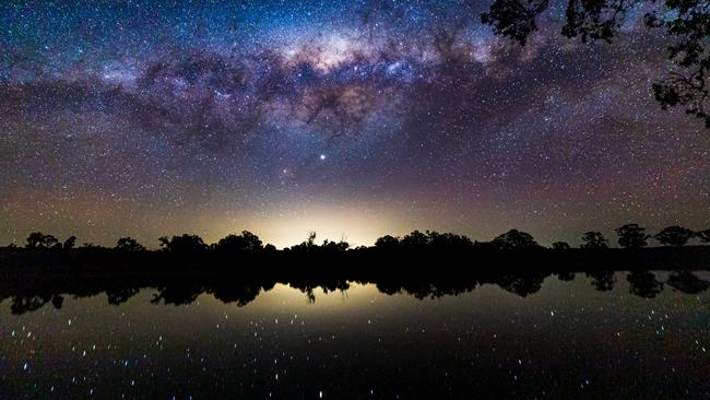 The stars are reflected on the river surface in this photo taken at the River Murray International Dark Sky Reserve. Picture: <a href="https://www.instagram.com/asymmetricalshots" title="www.instagram.com">@asymmetricalshots</a>