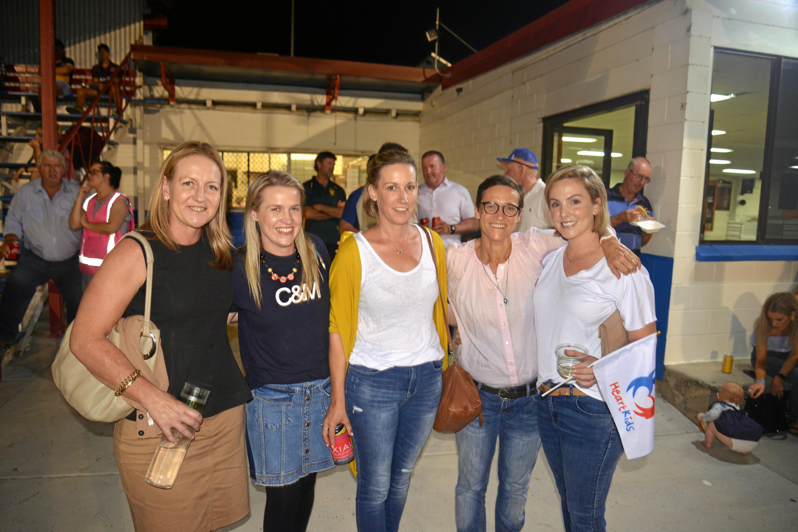 Alana, Majella and Natalie Nolan, Sally Conn and Michelle Nolan at the Basil Nolan Memorial Shield game which Warwick won 22-18 at the weekend. Picture: Gerard Walsh