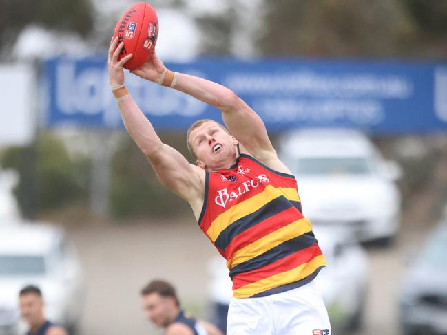 Reilly O'Brien takes an uncontested mark against South Adelaide in the SANFL on the weekend. Picture: Cory Sutton