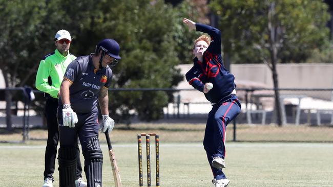 Portarlington's James Tilders took 3-34 against Surf Coast. Picture: Alan Barber