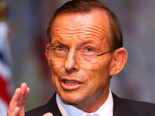 FILE - 26 AUGUST 2020: Ex Australian PM Tony Abbott has been hired by British PM Boris Johnson to become President of the UK's Board of Trade. He will hold the title jointly with UK Trade Secretary Liz Truss. CANBERRA, AUSTRALIA - MARCH 25:  The Australian Prime Minister Tony Abbott makes a speech during the Governor Generals farewell reception at Parliament House on March 25, 2014 in Canberra, Australia. Quentin Bryce was the first female Governor-General of Australia, her term as the Queen's representative in Australia lasted five and a half years.  (Photo by Mark Nolan/Getty Images)