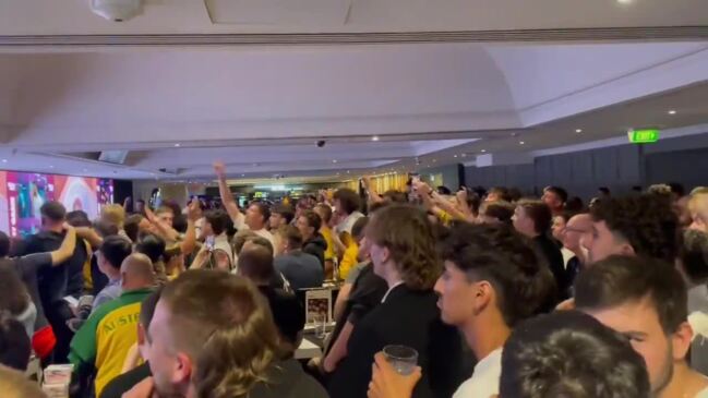 Socceroos fans celebrate at the Adelaide Casino