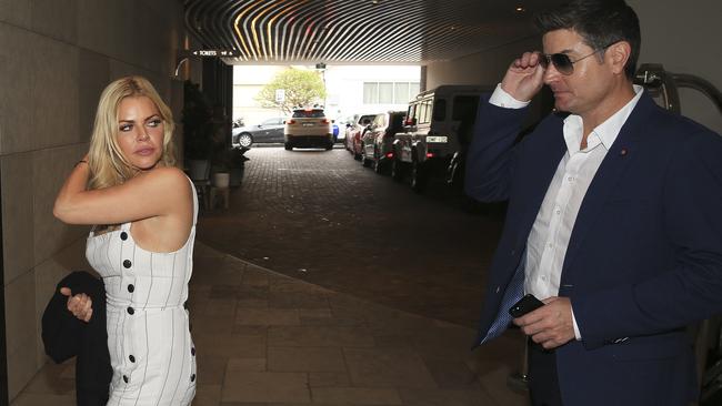 Sophie Monk arrives at QT Bondi with Stu Landy. Picture: Dylan Robinson